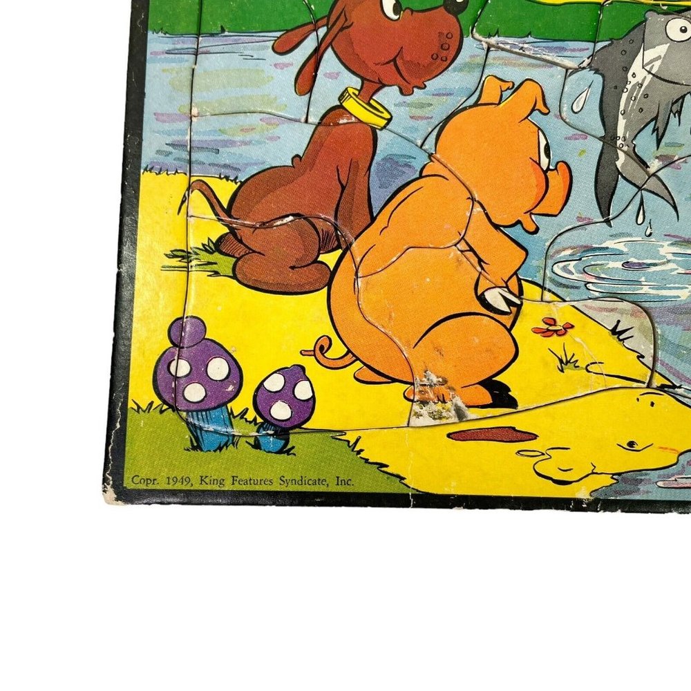 Vintage Puzzle Felix the Cat Felix Fishing- Built Rite Sta-n-Place Inlaid - Picture 3 of 4